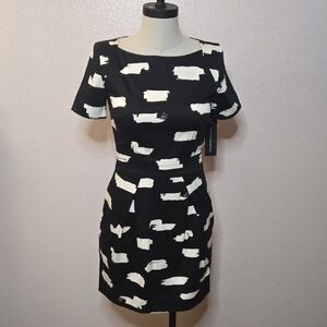 French Connection Black and Cream Mini Dress